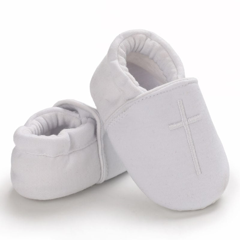 Mocasines de bautizo blancos de algodón para bebé