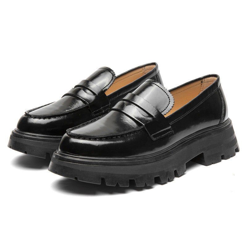 Mocasines de piel lisa con suela gruesa
