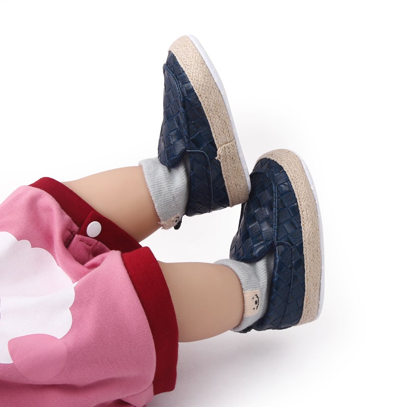Mocasines efecto cuero trenzado con cuerda para bebé niño