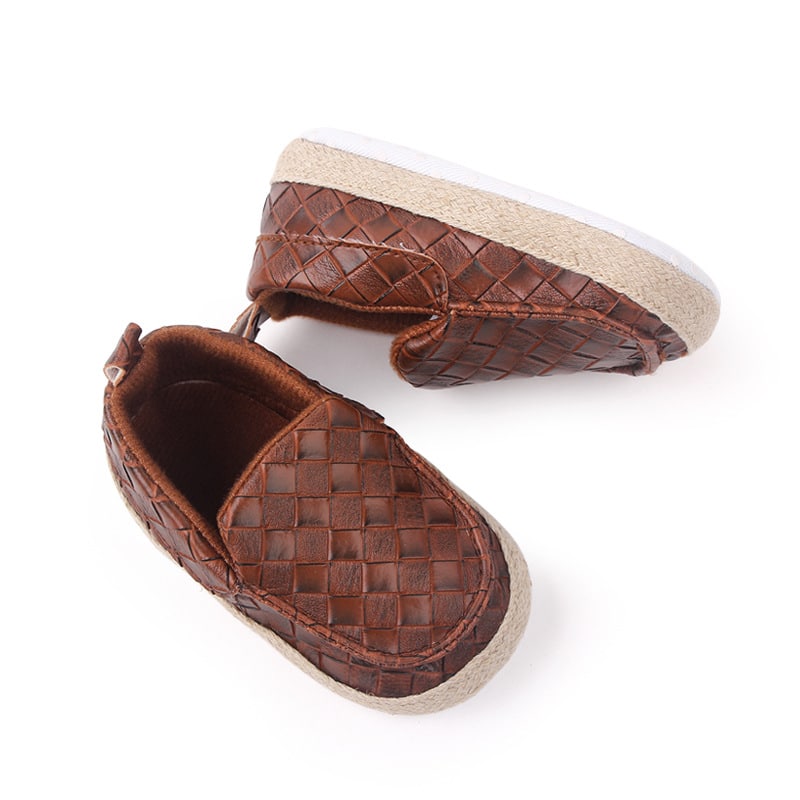 Mocasines efecto cuero trenzado con cuerda para bebé niño