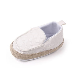 Mocasines efecto cuero trenzado con cuerda para bebé niño, Blanco