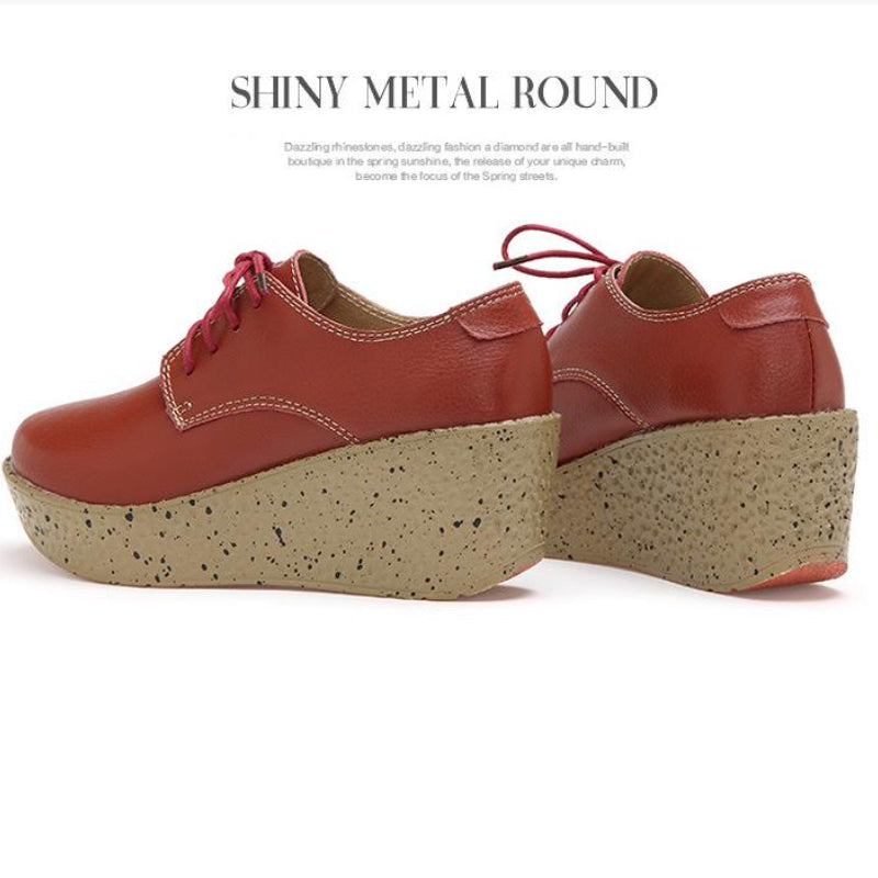 Mocasines con cuña de piel sintética para mujer