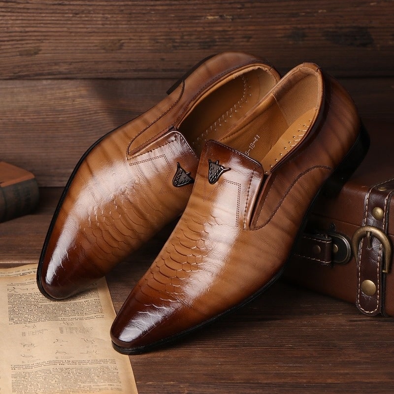 Mocasines para hombre efecto cuero charol piel de serpiente