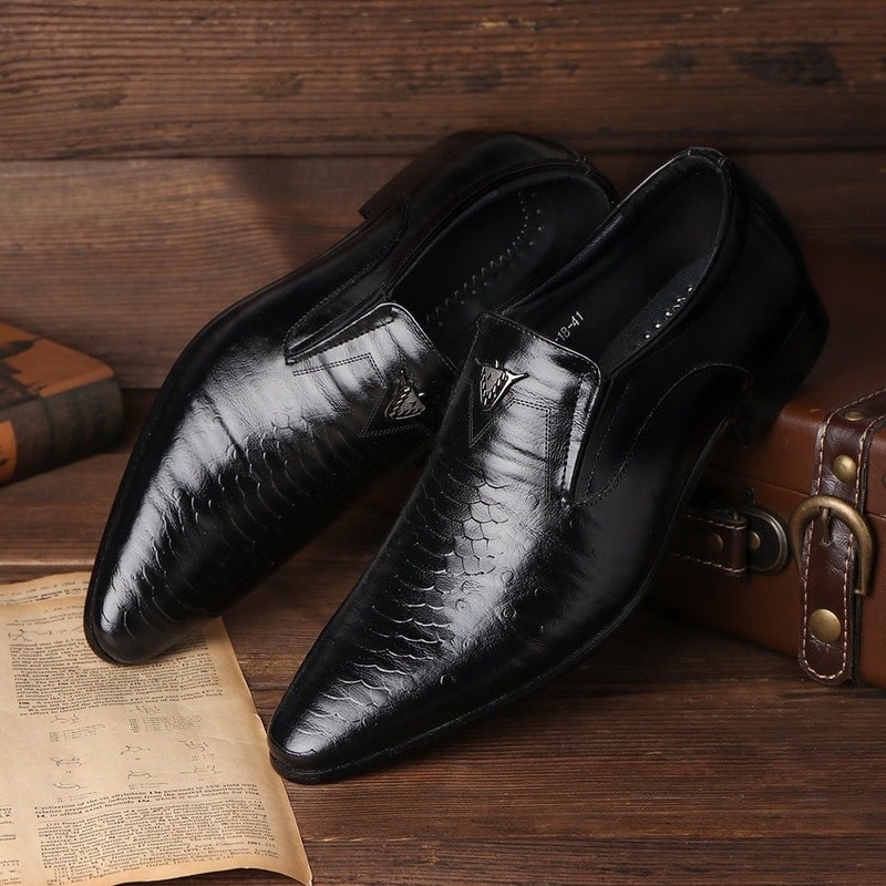 Mocasines para hombre efecto cuero charol piel de serpiente