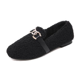 Mocasines suaves de invierno en bouclé y pelo para mujer