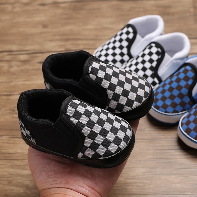 Mocasines de lona a cuadros para bebé niño