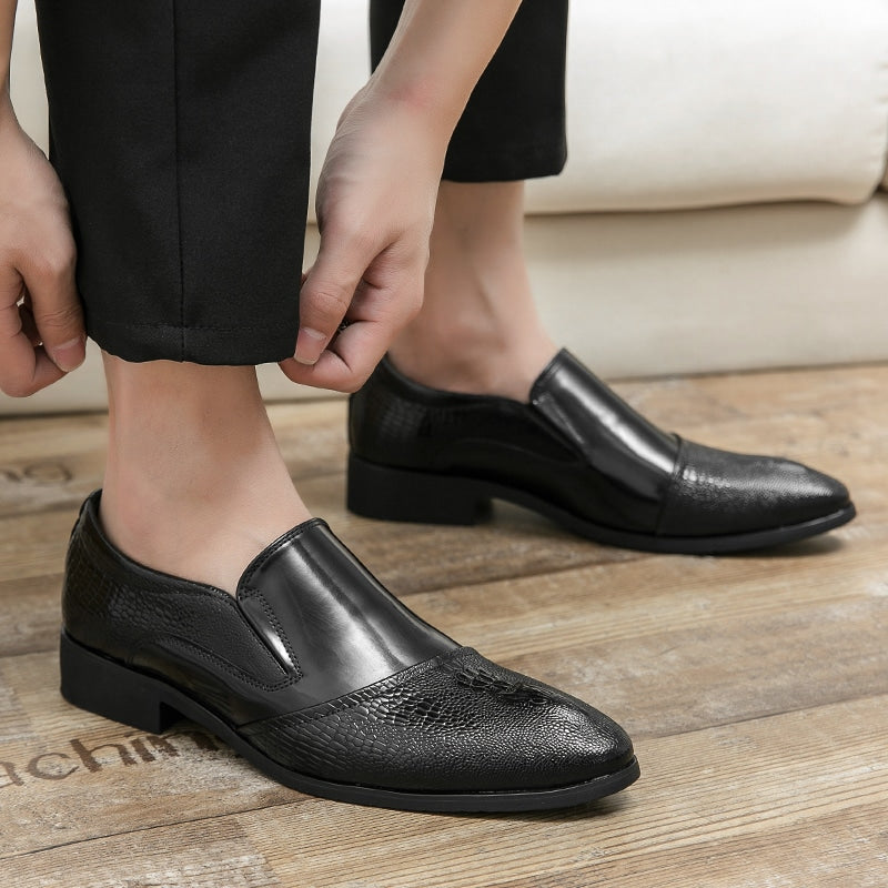 Mocasines barnizados efecto cocodrilo de lujo para hombre