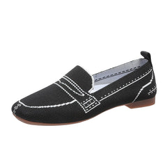 Mocasines flexibles de malla con motivo de costuras decorativas, Negro