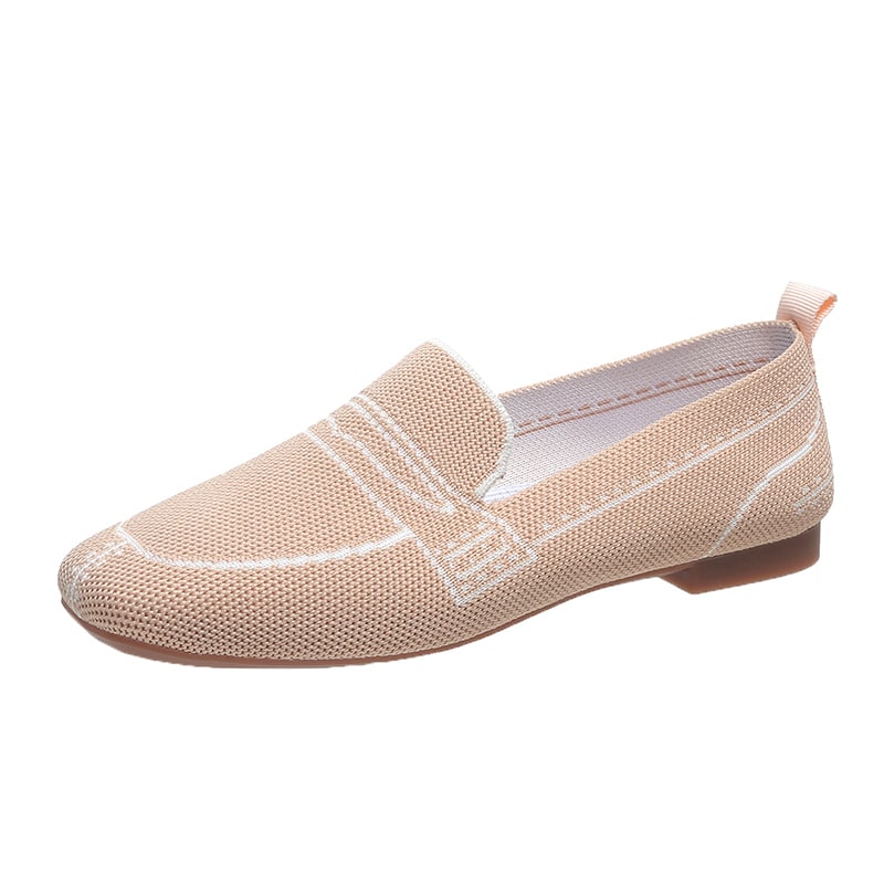 Mocasines flexibles de malla con motivo de costuras decorativas