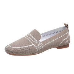 Mocasines flexibles de malla con motivo de costuras decorativas, Beige