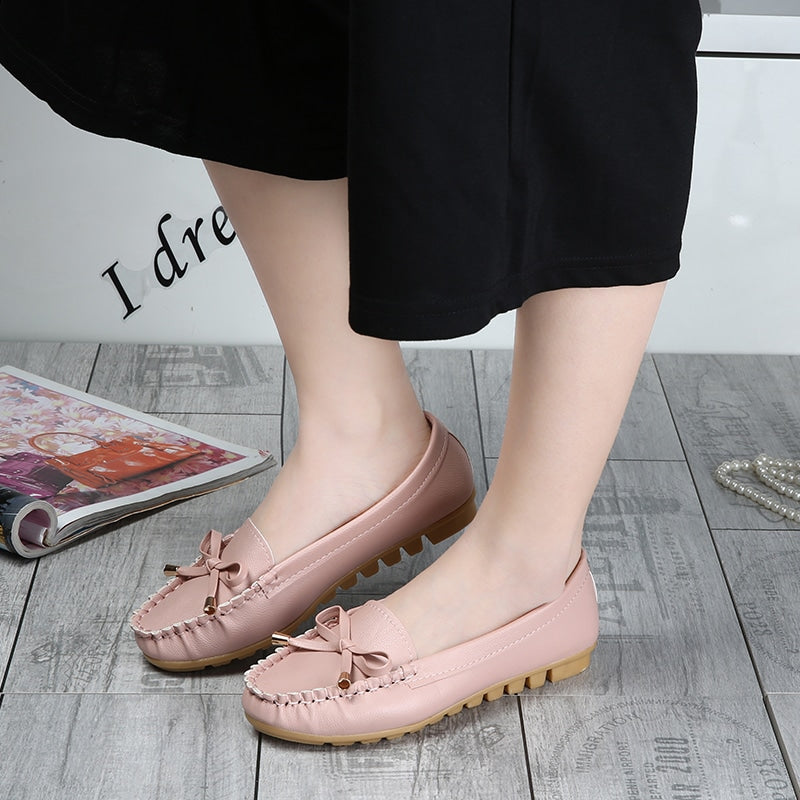 Mocasines de piel con suela gruesa para mujer