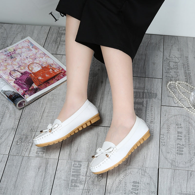 Mocasines de piel con suela gruesa para mujer