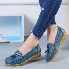 Mocasines con borlas de inspiración náutica para mujer, Azul