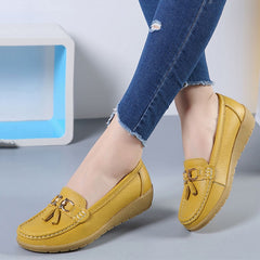 Mocasines con borlas de inspiración náutica para mujer, Amarillo