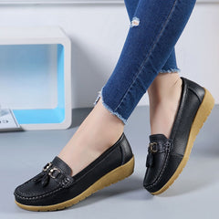 Mocasines con borlas de inspiración náutica para mujer, Negro
