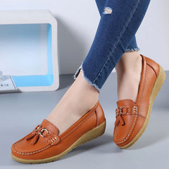 Mocasines con borlas de inspiración náutica para mujer, Naranja