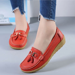 Mocasines con borlas de inspiración náutica para mujer, Rojo