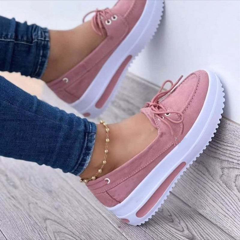 Mocasines con plataforma y cordones para mujer