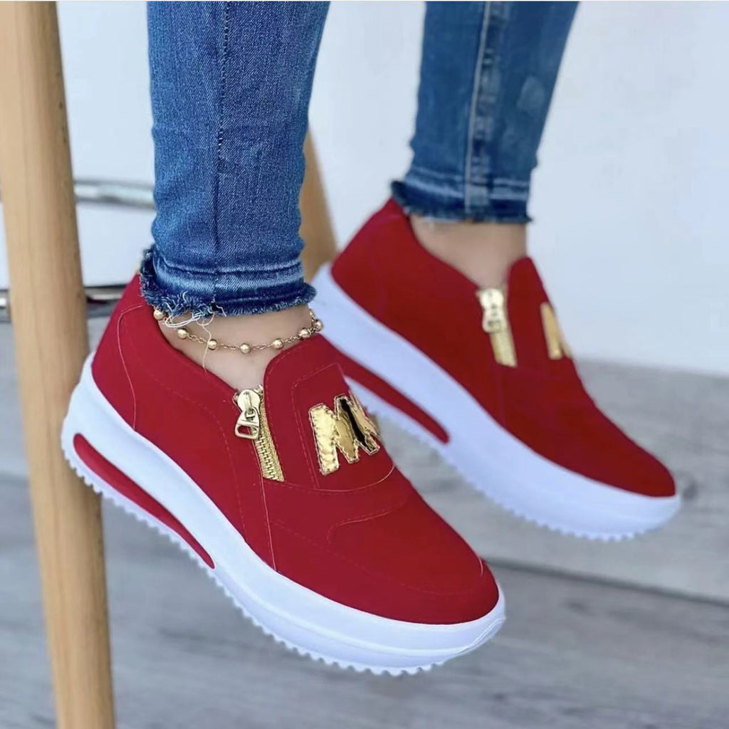Mocasines con plataforma y cremallera para mujer