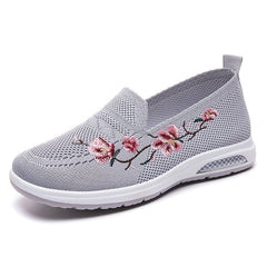Mocasines de verano con flores bordadas para mujer, Gris