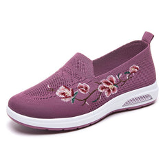 Mocasines de verano con flores bordadas para mujer, Morados