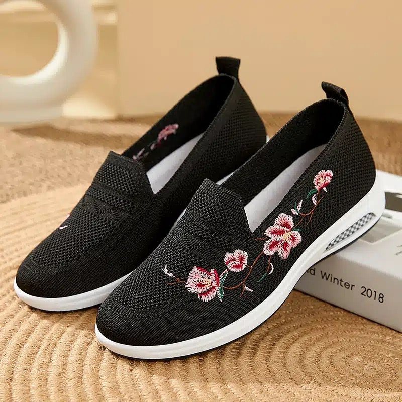 Mocasines de verano con flores bordadas para mujer