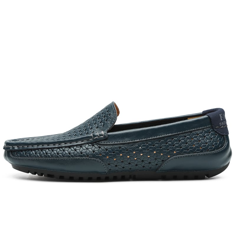 mocasín de cuero azul