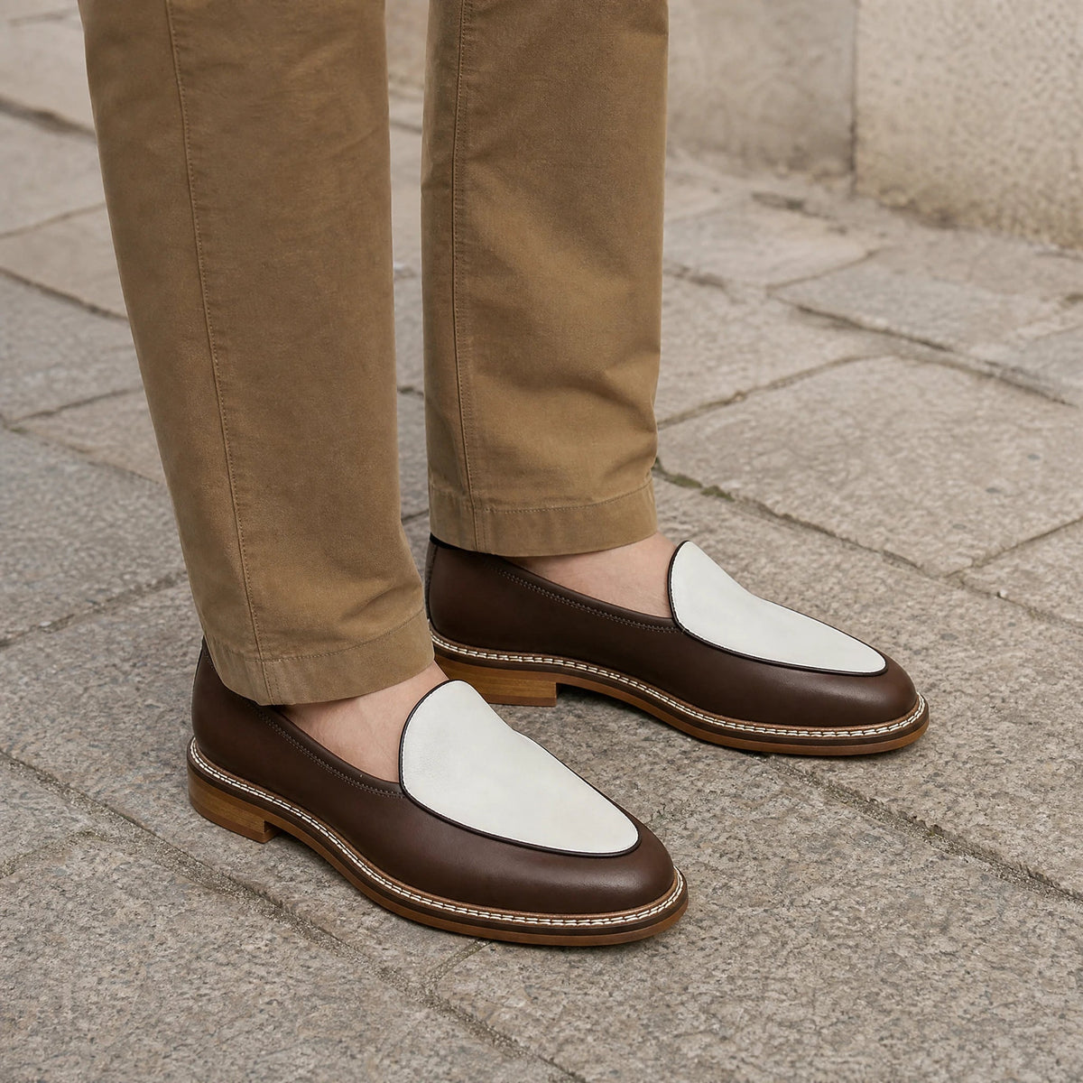 Mocasines elegantes de hombre con costuras vistas, color negro, foto 3 Imagen