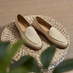 Mocasines elegantes para hombre con costuras vistas, Beige