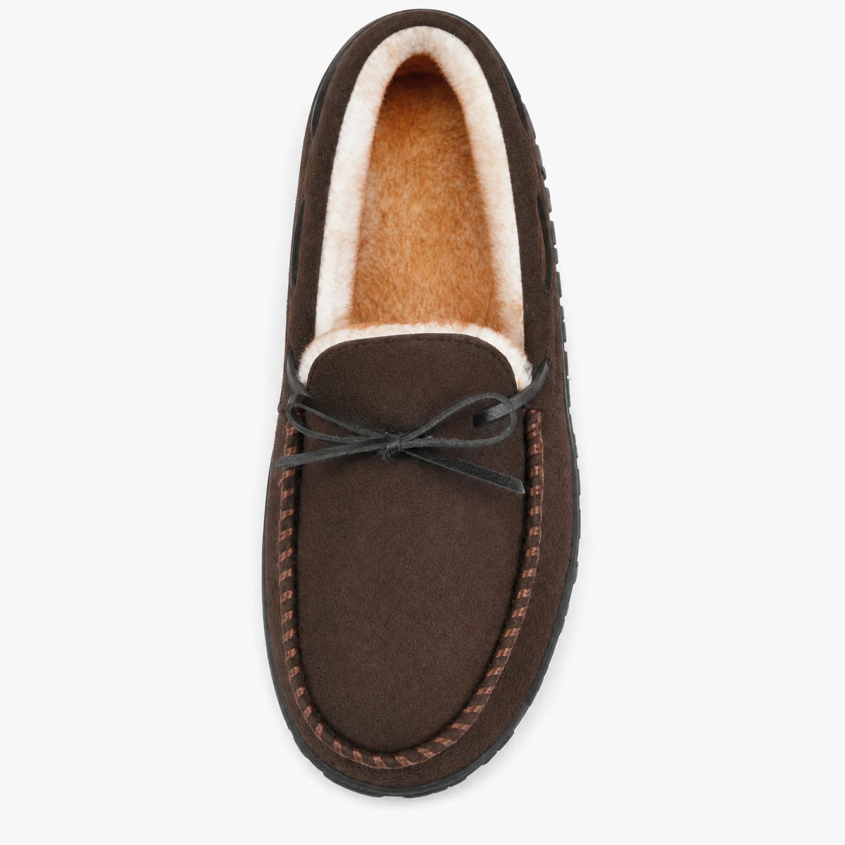 Mocasines forrados de hombre marrones, vista lateral