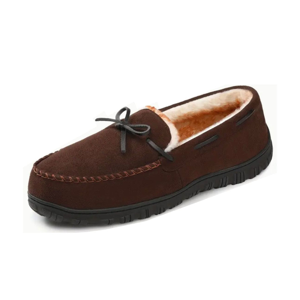 Mocasines forrados de hombre marrones, vista superior