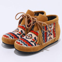 Mocasines indios con motivos étnicos, Camel