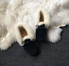 Mocasines indios de invierno de ante forrados, Negro