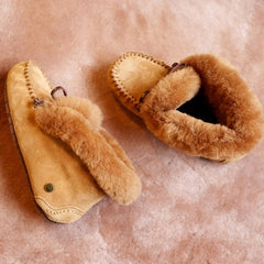 Mocasines indios de invierno de ante forrados, Marrón