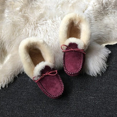 Mocasines indios de invierno de ante forrados, Rosa