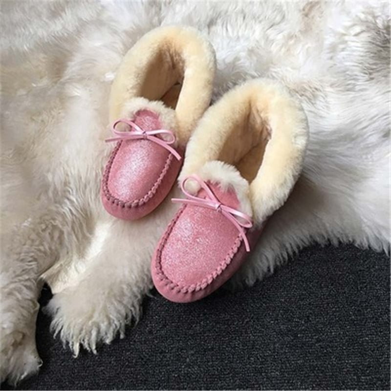 Mocasines indios de invierno de ante forrados