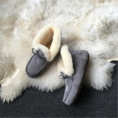 Mocasines indios de invierno de ante forrados, Gris