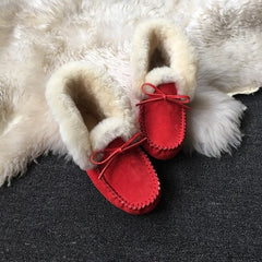 Mocasines indios de invierno de ante forrados, Rojo