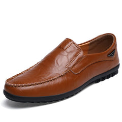 Mocasines cómodos y transpirables de piel sintética para hombre, Marrón