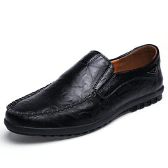 Mocasines cómodos y transpirables de piel sintética para hombre, Negro