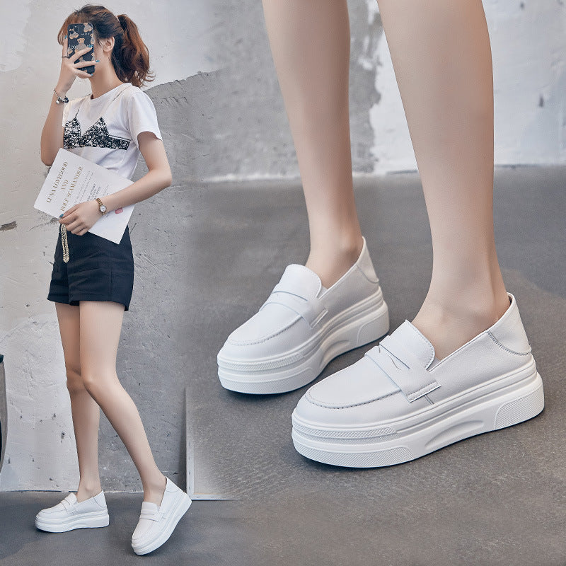 Mocasines blancos con plataforma para mujer