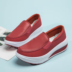 Mocasines ortopédicos con plataforma en polipiel, Rojo