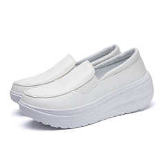Mocasines ortopédicos con plataforma en polipiel, Blanco