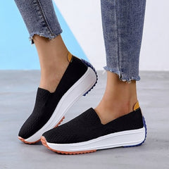 Mocasines ortopédicos mujer en malla transpirable, Negro