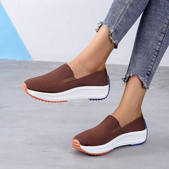 Mocasines ortopédicos mujer en malla transpirable, Marrón