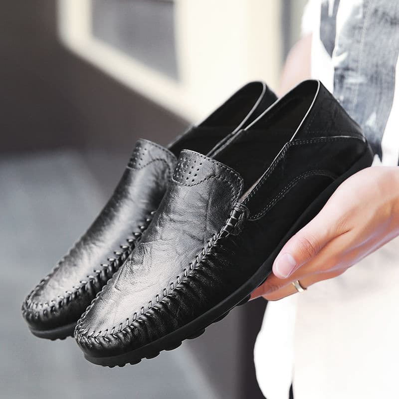 Mocasines negros de cuero sintético para hombre