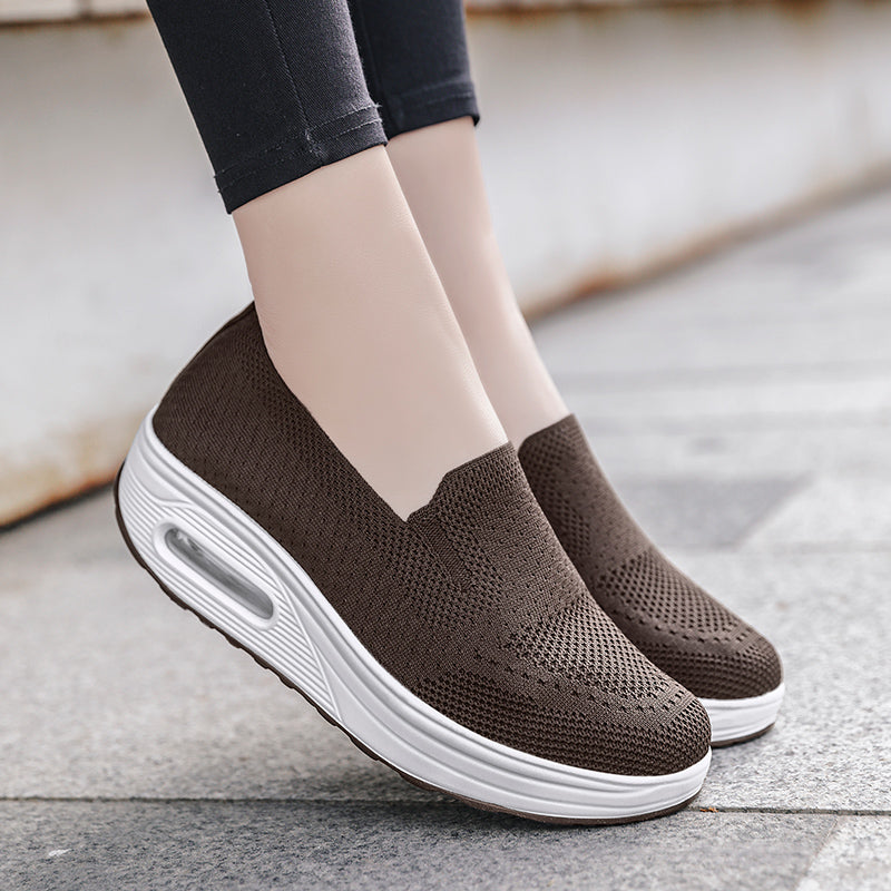 Mocasines suaves transpirables de tela para mujer