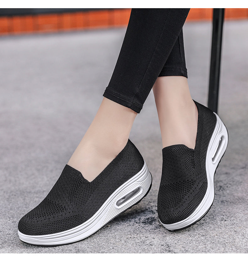Mocasines suaves transpirables de tela para mujer