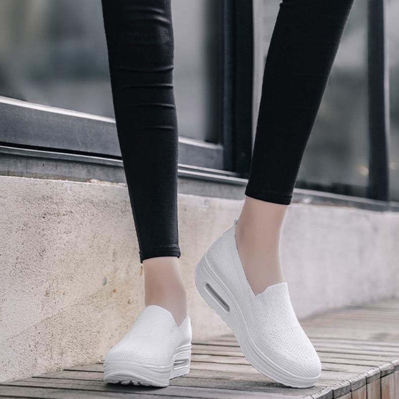 Mocasines suaves transpirables de tela para mujer