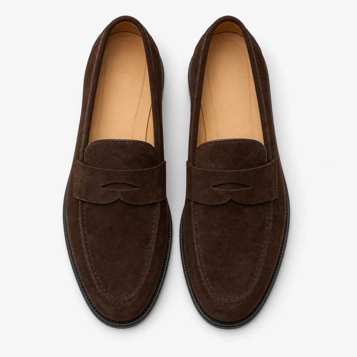 Mocasines penny hombre de ante marrón camel, vista principal Imagen